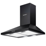 Devanti 600mm Range Hood 60cm Rangehood Black - Low Angle