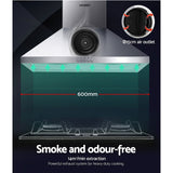 Devanti 600mm Range Hood 60cm Rangehood Stainless Steel - Top-Down View