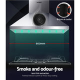 Devanti 600mm Range Hood 60cm Rangehood Stainless Steel - Side View