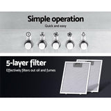 Devanti 600mm Range Hood 60cm Rangehood Stainless Steel - Top-Down View