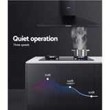 Devanti 900mm Range Hood 90cm Rangehood Black - 45-Degree Angle