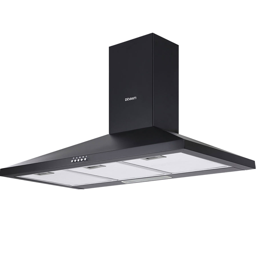 Devanti 900mm Range Hood 90cm Rangehood Black, image 8