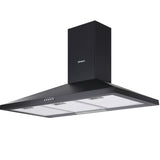 Devanti 900mm Range Hood 90cm Rangehood Black - Low Angle