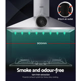 Devanti 900mm Range Hood 90cm Rangehood Stainless Steel - Side View