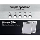 Devanti 900mm Range Hood 90cm Rangehood Stainless Steel - Top-Down View