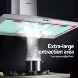 Devanti 900mm Range Hood 90cm Rangehood Stainless Steel - 45-Degree Angle