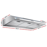 Devanti 900mm Range Hood 90cm Rangehood Stainless Steel - Front View