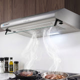 Devanti 60cm Stainless Steel Kitchen Canopy Range Hood with LED Lighting and Powerful Extraction