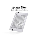 Devanti 60cm Stainless Steel Kitchen Canopy Range Hood with LED Lighting and Powerful Extraction - 45-Degree Angle
