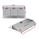 Devanti 900mm Range Hood 90cm Rangehood Stainless Steel - Front View