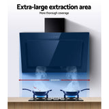 Devanti 900mm Range Hood 90cm Rangehood Glass Black - Side View