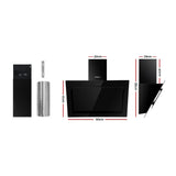 Devanti 900mm Range Hood 90cm Rangehood Glass Black - Front View