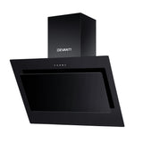 Devanti 900mm Range Hood 90cm Rangehood Glass Black - Low Angle