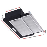 Devanti 600mm Range Hood 60cm Slide out Rangehood Stainless Steel - Front View