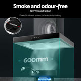 Devanti 600mm Range Hood 60cm Rangehood Glass Stainless Steel - Top-Down View