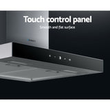 Devanti 600mm Range Hood 60cm Rangehood Glass Stainless Steel - Side View