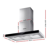 Devanti 900mm Range Hood 90cm Rangehood Glass Stainless Steel - Front View