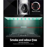 Devanti 900mm Range Hood 90cm Rangehood Glass Stainless Steel - Top-Down View