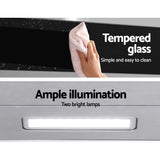 Devanti 900mm Range Hood 90cm Rangehood Glass Stainless Steel - Close-Up Angle