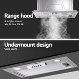 Devanti 520mm Range Hood 52cm Rangehood Stainless Steel - Top-Down View