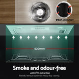 Devanti 520mm Range Hood 52cm Rangehood Stainless Steel - Rear View