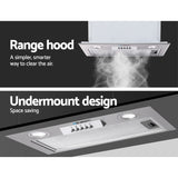 Devanti 520mm Range Hood 52cm Rangehood Stainless Steel - Side View