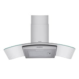 Devanti 90cm Range Hood Curved Glass Canopy Rangehood Kitchen Exhaust Fan - Side View