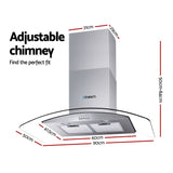 Devanti 900mm Range Hood 90cm Rangehood Glass Canopy - Front View