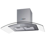 Devanti 900mm Range Hood 90cm Rangehood Glass Canopy - Close-Up Angle