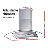 Devanti 900mm Range Hood 90cm Rangehood Glass Canopy - Front View