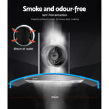 Devanti 900mm Range Hood 90cm Rangehood Glass Canopy - Side View