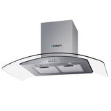 Devanti 900mm Range Hood 90cm Rangehood Glass Canopy - Low Angle