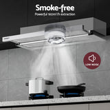 Devanti 900mm Range Hood 90cm Slide out Rangehood Stainless Steel - Top-Down View