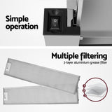Devanti 900mm Range Hood 90cm Slide out Rangehood Stainless Steel - 45-Degree Angle