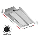 Devanti 900mm Range Hood 90cm Slide out Rangehood Stainless Steel - Front View