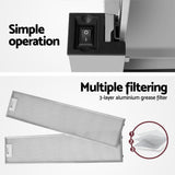 Devanti 900mm Range Hood 90cm Slide out Rangehood Stainless Steel - 45-Degree Angle