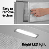 Devanti 900mm Range Hood 90cm Slide out Rangehood Stainless Steel - Rear View