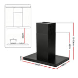 Devanti 90cm Island Rangehood Ceiling-Mounted 3-Speed Touch Control LED Black - Front View