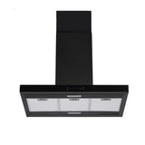 Devanti 90cm Island Rangehood Ceiling-Mounted 3-Speed Touch Control LED Black - Side View