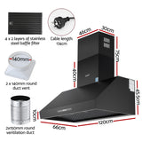 Devanti 1200mm Commercial BBQ Range Hood Dual Motor W/ Remote Control Black - Side View