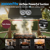 Devanti 1200mm Commercial BBQ Range Hood Dual Motor W/ Remote Control Black - 45-Degree Angle