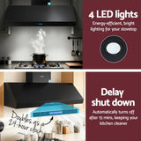 Devanti 1500mm Commercial BBQ Range Hood Dual Motor W/ Remote Control Black - Close-Up Angle