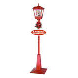 Christabelle Christmas Lamp Post with Snow, Lights & Music- Red with Santa 180cm