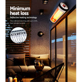 Devanti Electric Strip Heater Radiant Heaters 1500W - Top-Down View