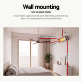 Devanti 2PCS Electric Radiant Strip Heater Outdoor Indoor Patio Infrared Heaters 2000W - Rear View