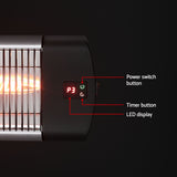 Devanti 2PCS Electric Radiant Strip Heater Outdoor Indoor Patio Infrared Heaters 3000W - 45-Degree Angle