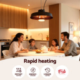 Devanti 2000W Outdoor Electric Patio Heater Ceiling Mount with LED Light Remote - 45-Degree Angle