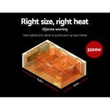 Devanti Electric Radiant Strip Heater Outdoor 3200W - Top-Down View