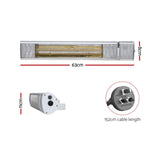 Devanti 2PCS Electric Strip Heater Radiant Infrared Heaters Remote Control 2000W - Front View