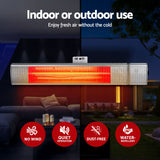 Devanti 2PCS Electric Strip Heater Radiant Infrared Heaters Remote Control 2000W - Low Angle